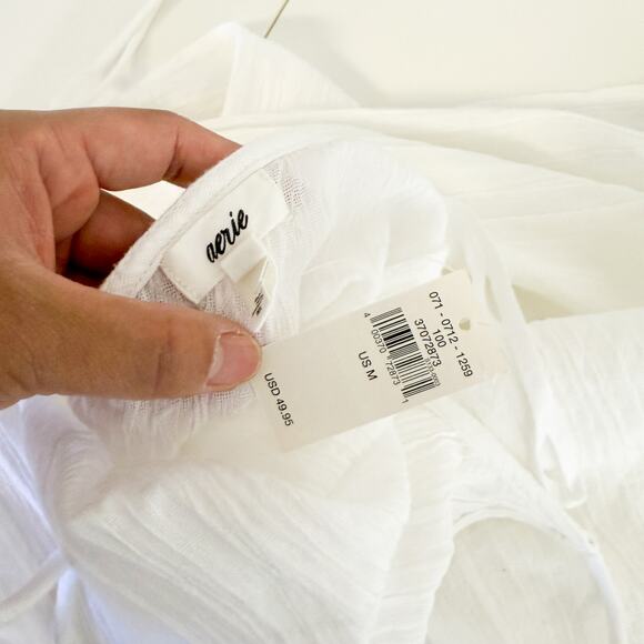 NWT Aerie Gauze Midi Tank White Dress Flowy Side Slits - M - Picture 6 of 9